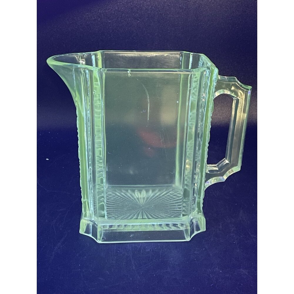 Atq Adams & Co Pitcher EAPG UV Glow 19th Century Square ASIS